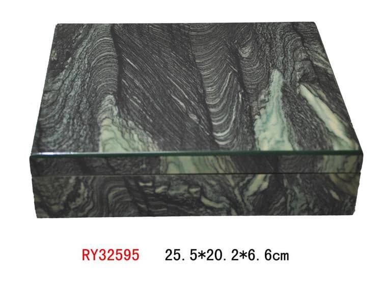 Green and black stone look Watch Box RY32595 — product photograph