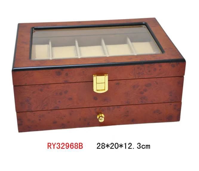 Reddish burl woodgrain Watch Box RY32968B — product photograph