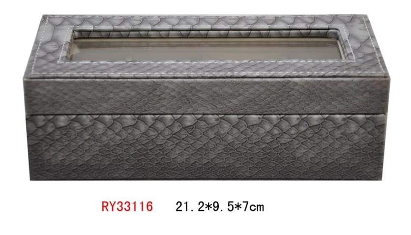 Brown crocodile texture Watch Box RY33116 — product photograph