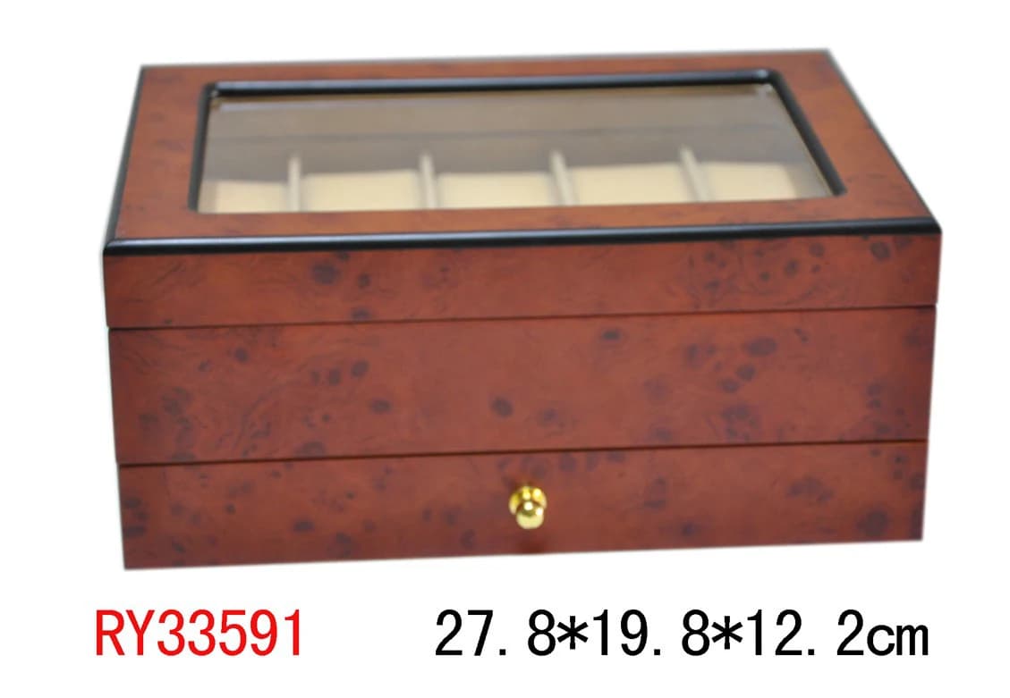 Reddish burl woodgrain Watch Box RY33591 — product photograph