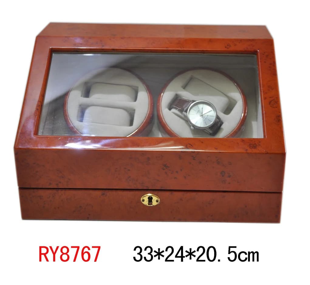 Reddish burl woodgrain Watch Winder RY8767 — product photograph